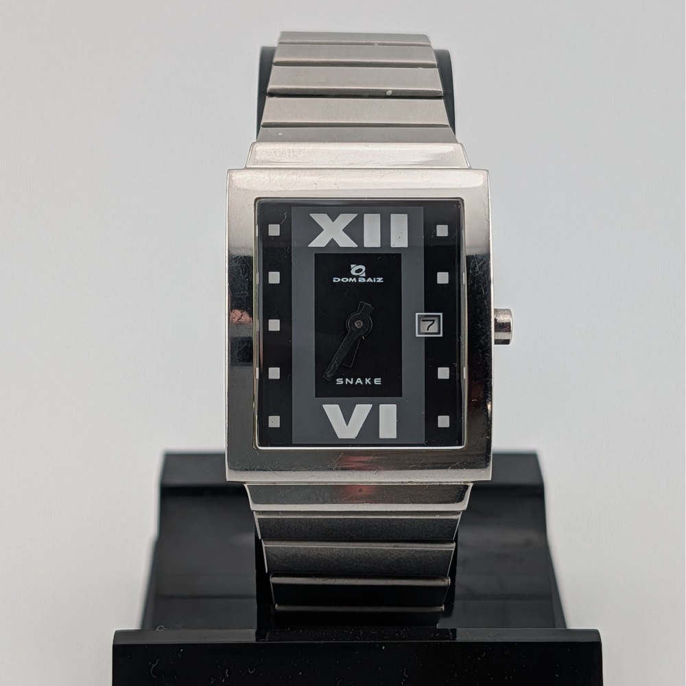 Dom Baiz Snake Watch Mens Silver Stainless Steel Italian Design 0981 Date Window